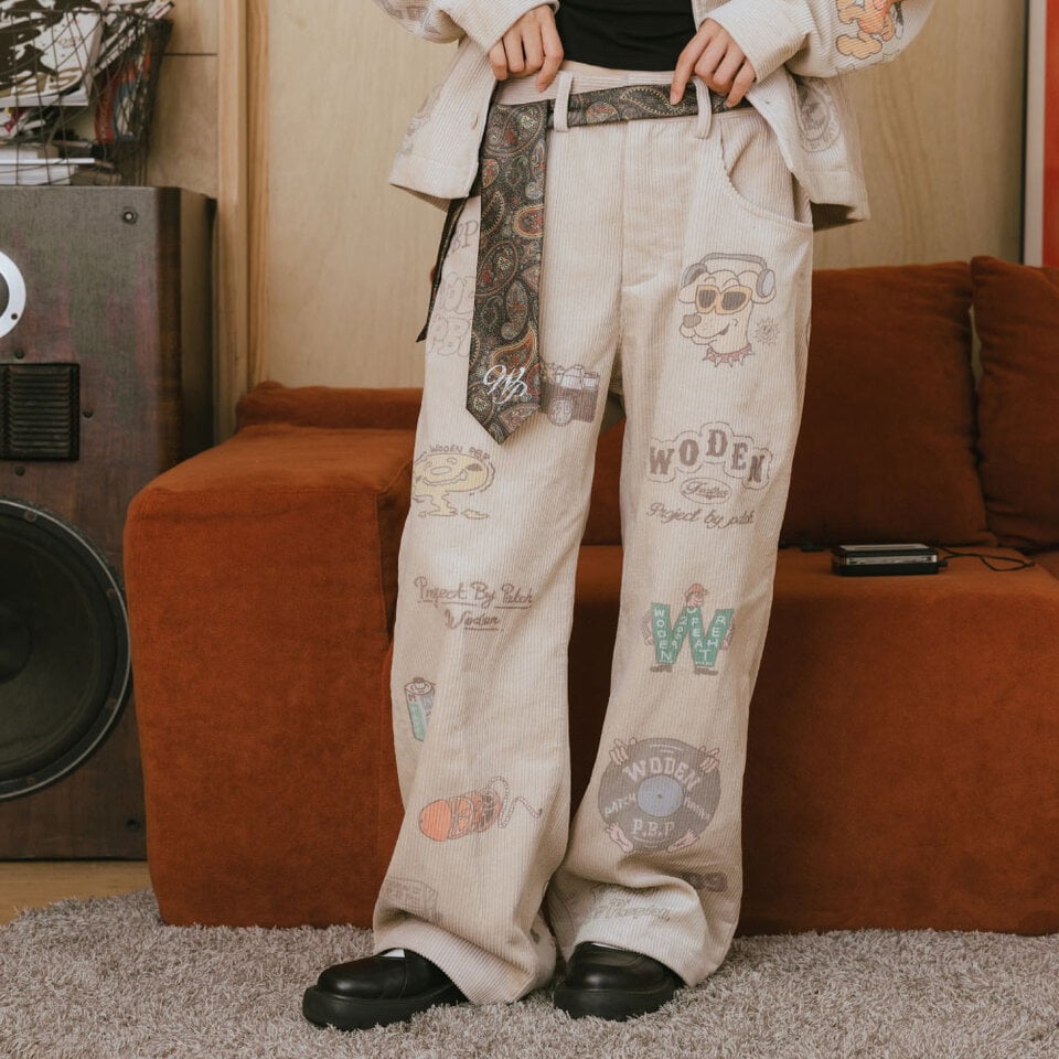 PBP1611-252 燈芯絨印花直筒褲 Senior cords Corduroy Pants