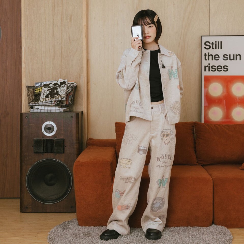 PBP1611-252 燈芯絨印花直筒褲 Senior cords Corduroy Pants