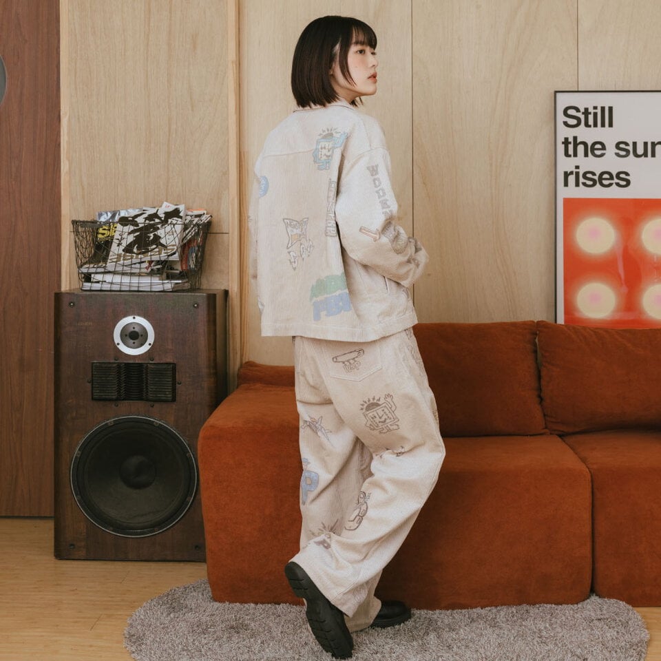 PBP1611-252 燈芯絨印花直筒褲 Senior cords Corduroy Pants