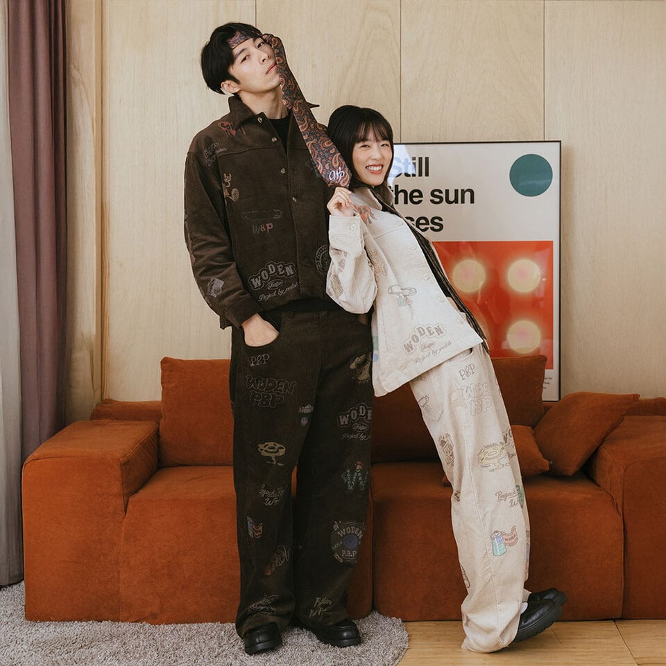 PBP1611-252 燈芯絨印花直筒褲 Senior cords Corduroy Pants