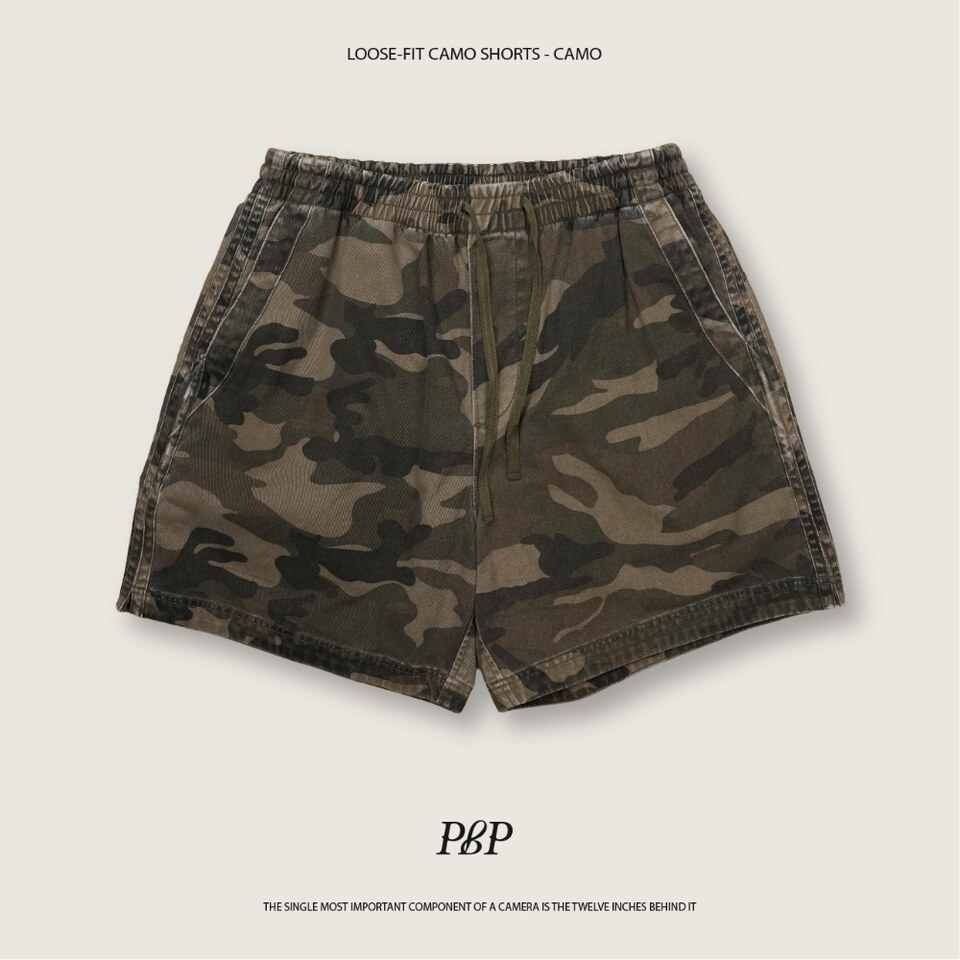 迷彩短褲 LOOSE-FIT CAMO SHORTS