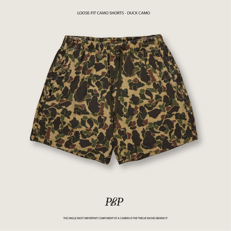 迷彩短褲 LOOSE-FIT CAMO SHORTS