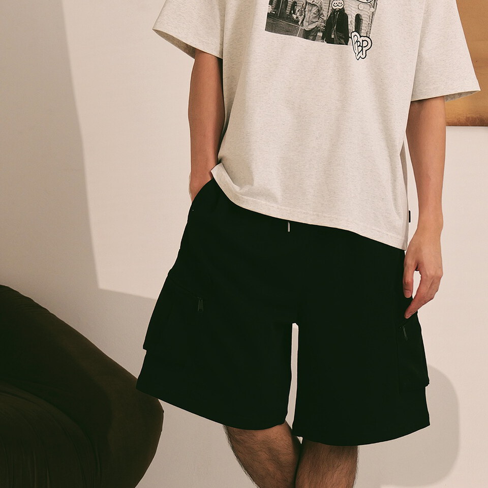 雙口袋六分棉褲 CARGO SWEAT SHORTS