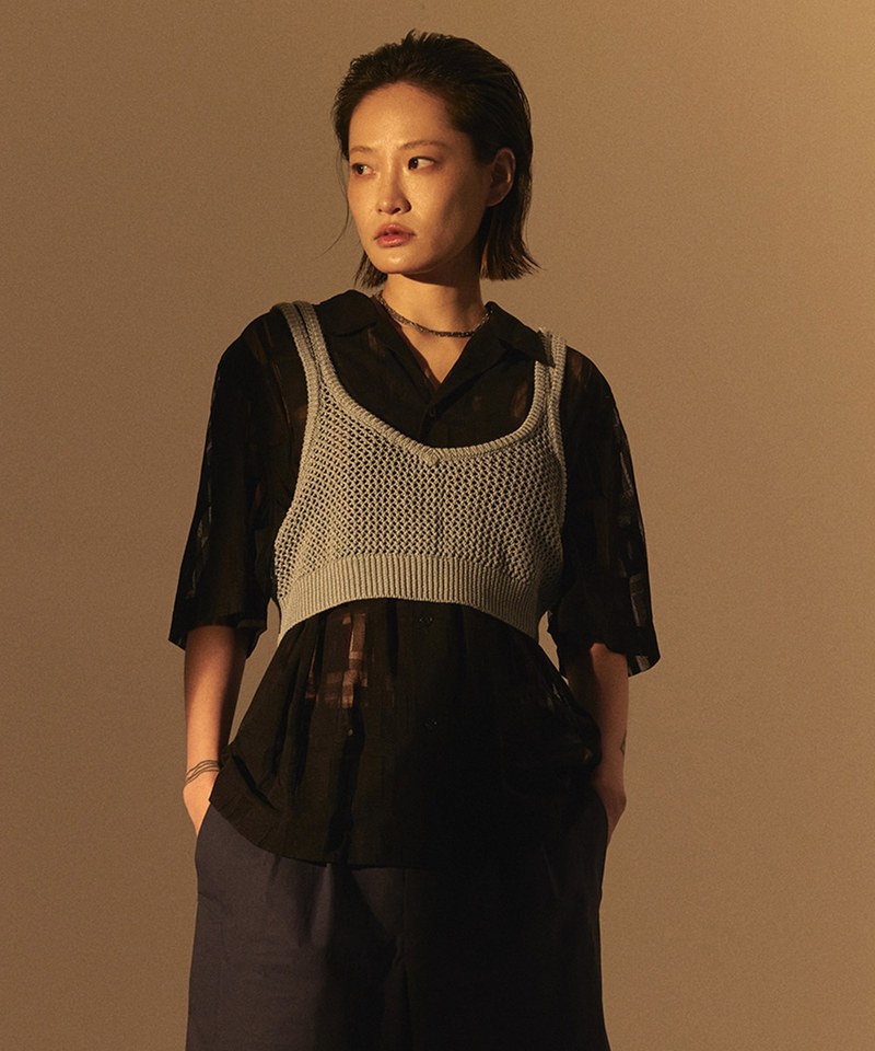 PER0303-231 Linen Open Knit Top