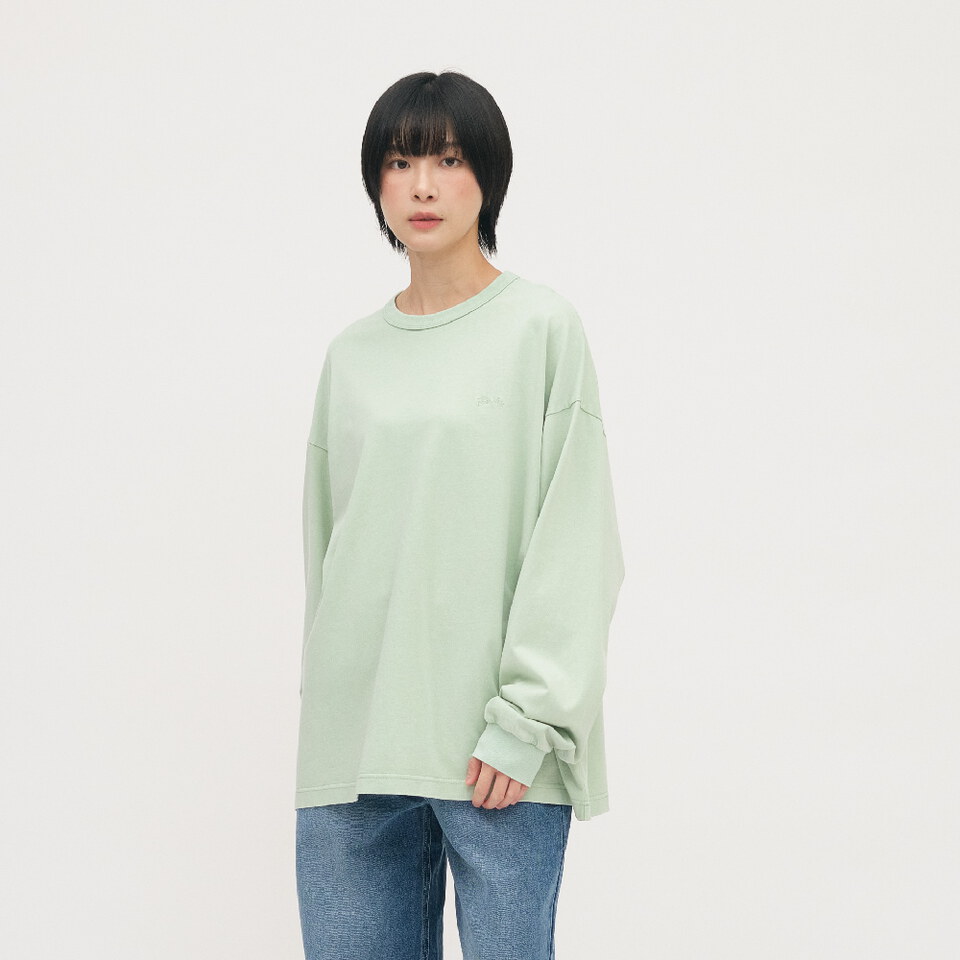 寬版刺繡水洗長TEE