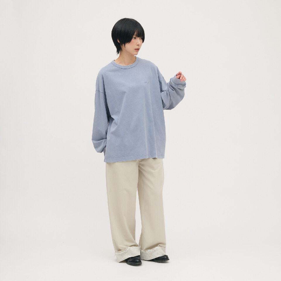 寬版刺繡水洗長TEE