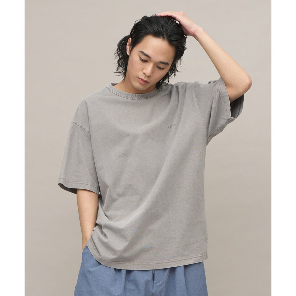 寬版刺繡水洗短TEE