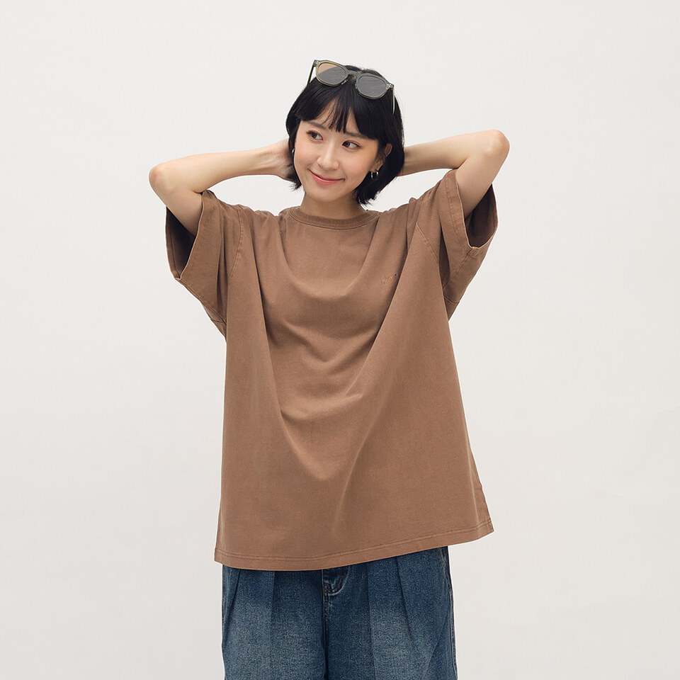 PLN0033-241 寬版刺繡水洗短TEE