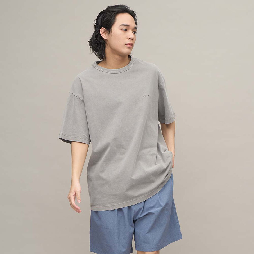 寬版刺繡水洗短袖TEE
