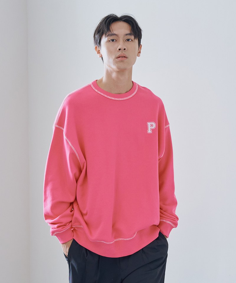 P-logo 撞色車線大學Tee