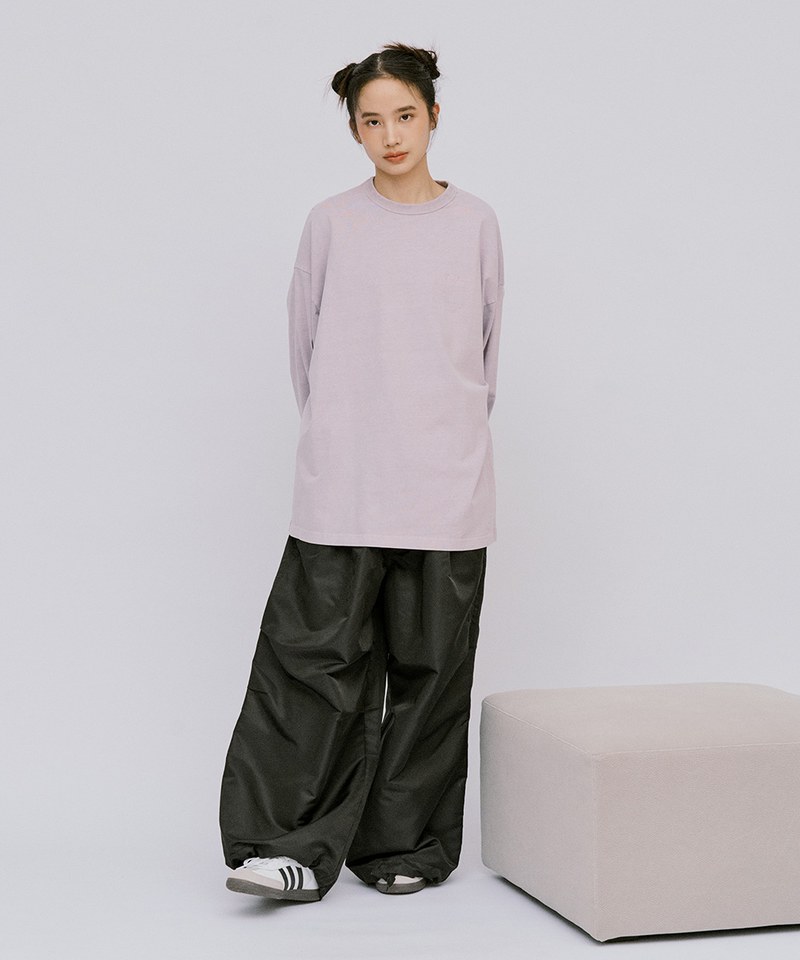 寬版刺繡水洗長袖TEE