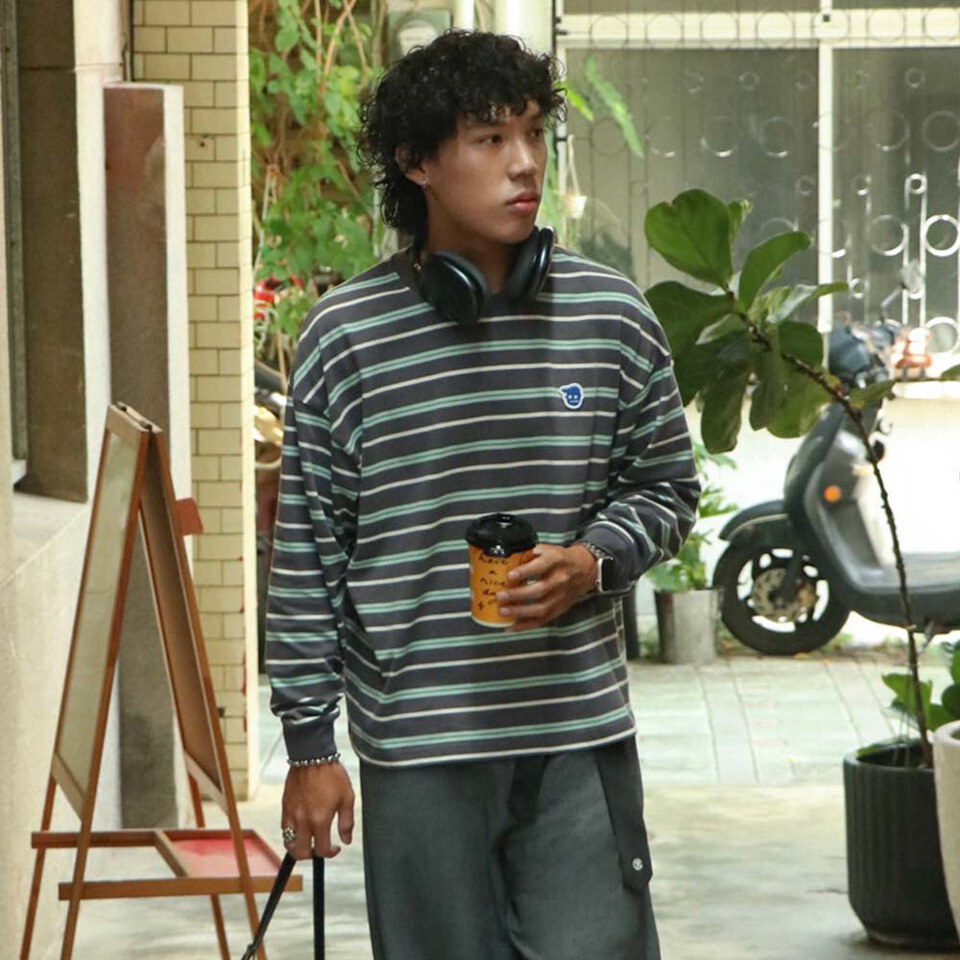 小P社長條紋長袖TEE
