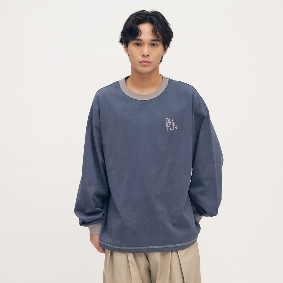 PLN0084-252 clip by clip 層次羅紋配色長TEE