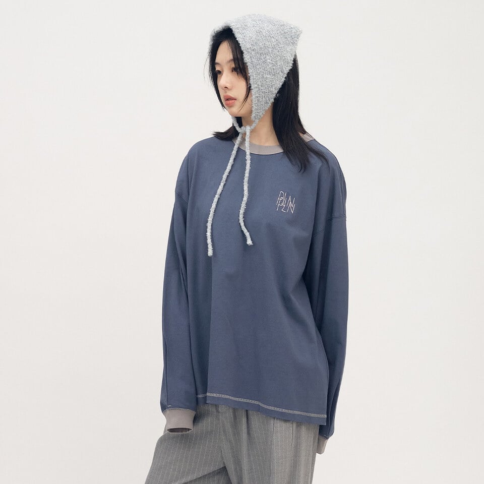 PLN0084-252 clip by clip 層次羅紋配色長TEE