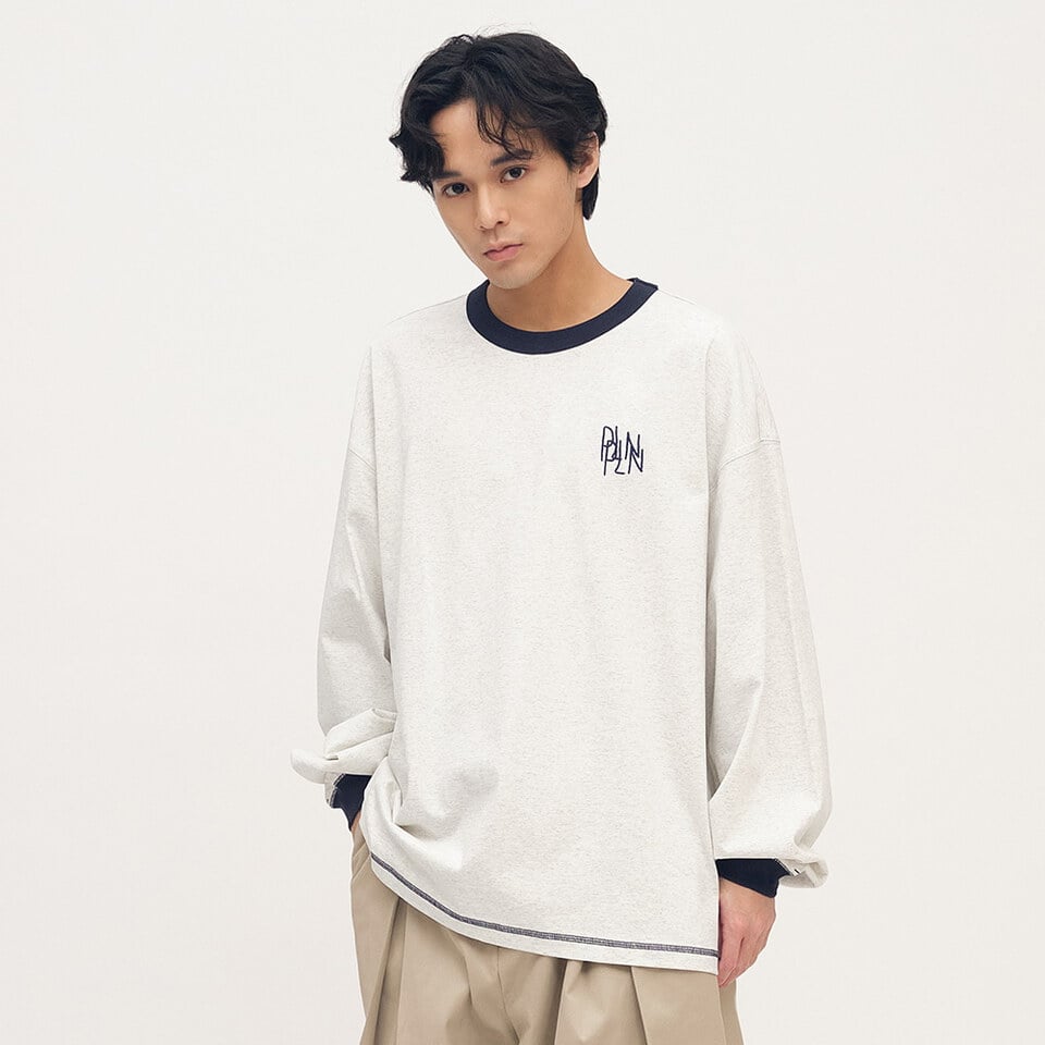 PLN0084-252 clip by clip 層次羅紋配色長TEE