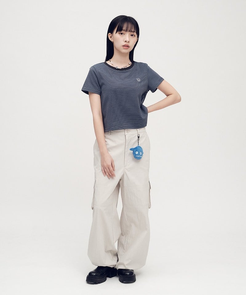 PLN0086-252 小P社長條紋合肩短TEE