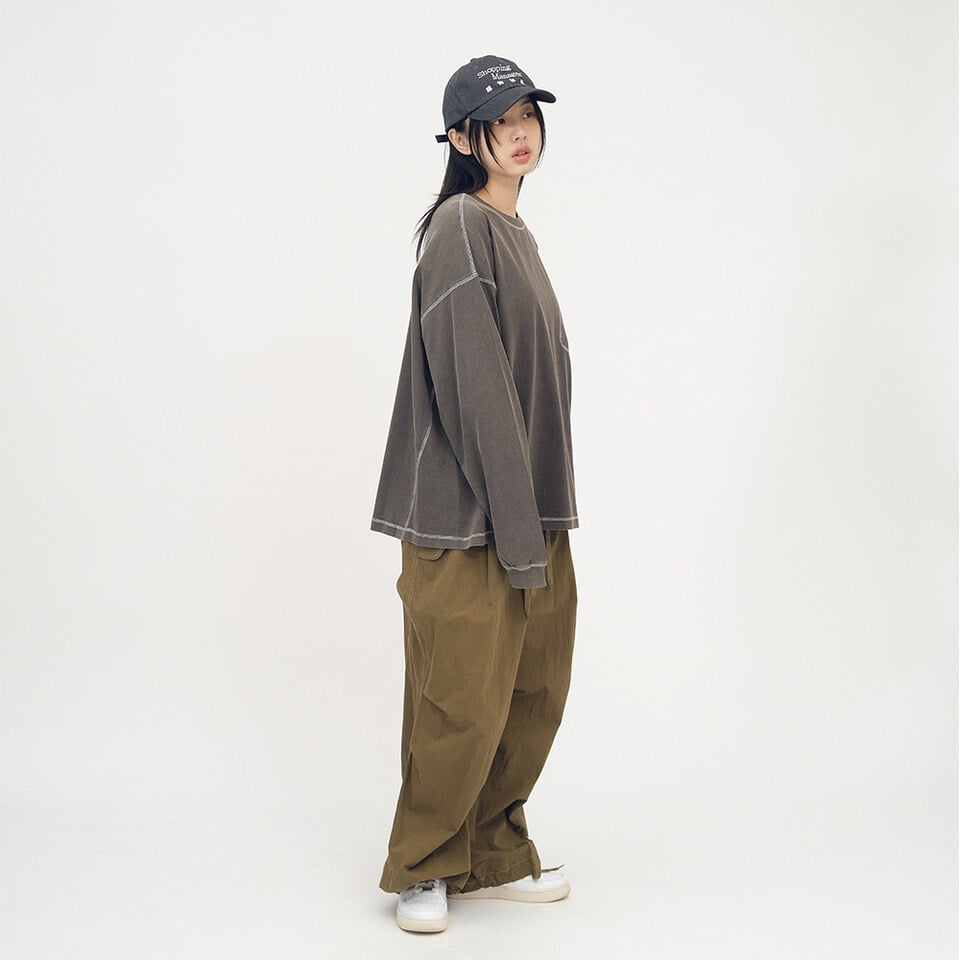 PLN0091-252 隱形口袋爬線水洗長袖TEE