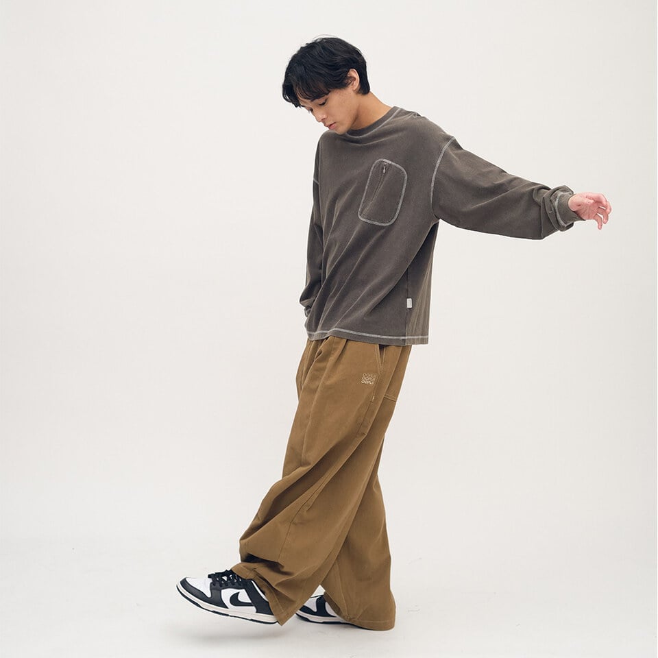 PLN0091-252 隱形口袋爬線水洗長袖TEE