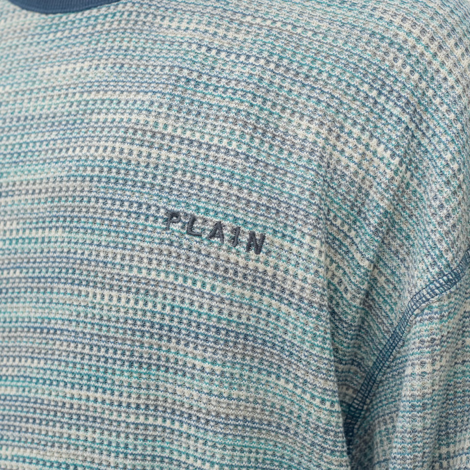 PLAIN刺繡花紗華夫格長TEE