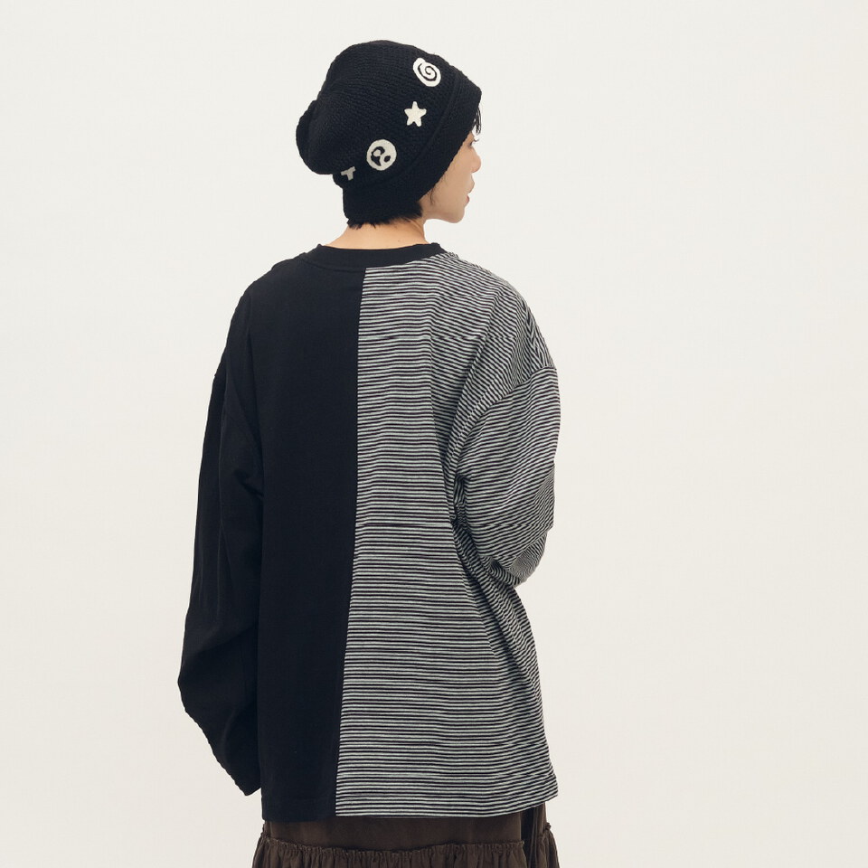 拼接寬版長袖TEE