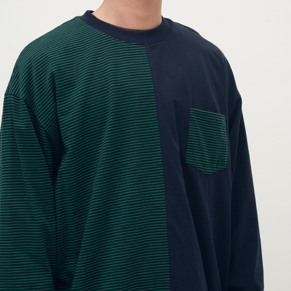 拼接寬版長袖TEE