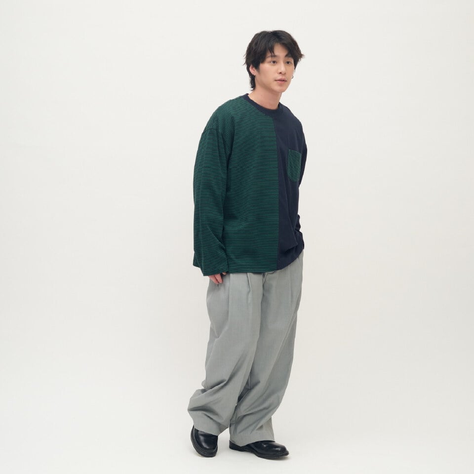 拼接寬版長袖TEE