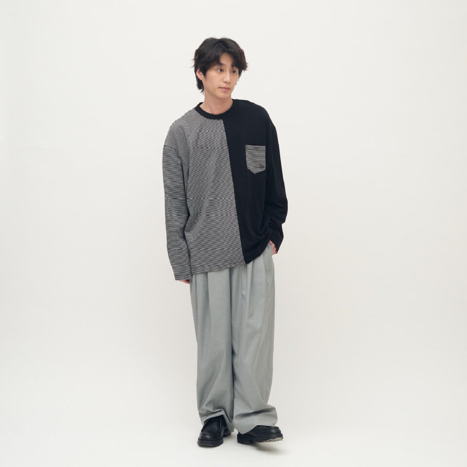 拼接寬版長袖TEE