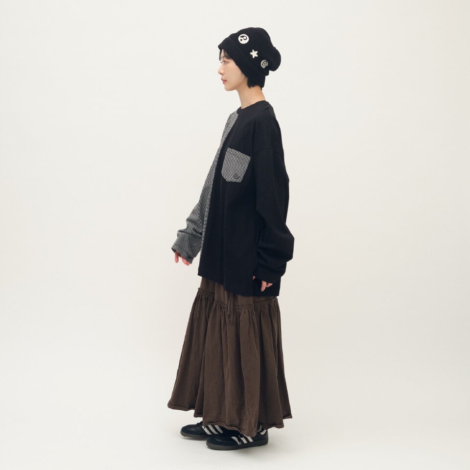 拼接寬版長袖TEE