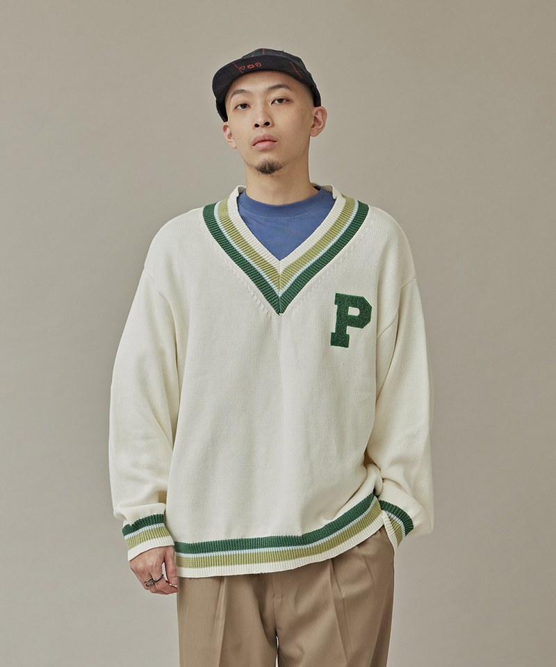P-LOGO V領針織套頭衫