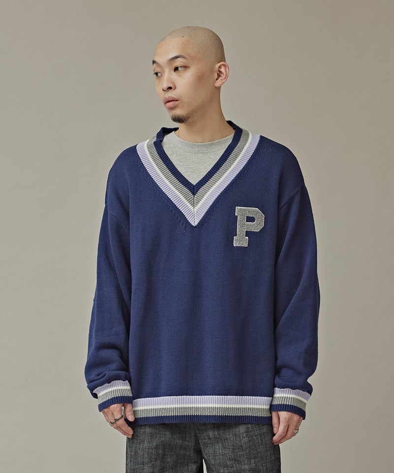 P-LOGO V領針織套頭衫