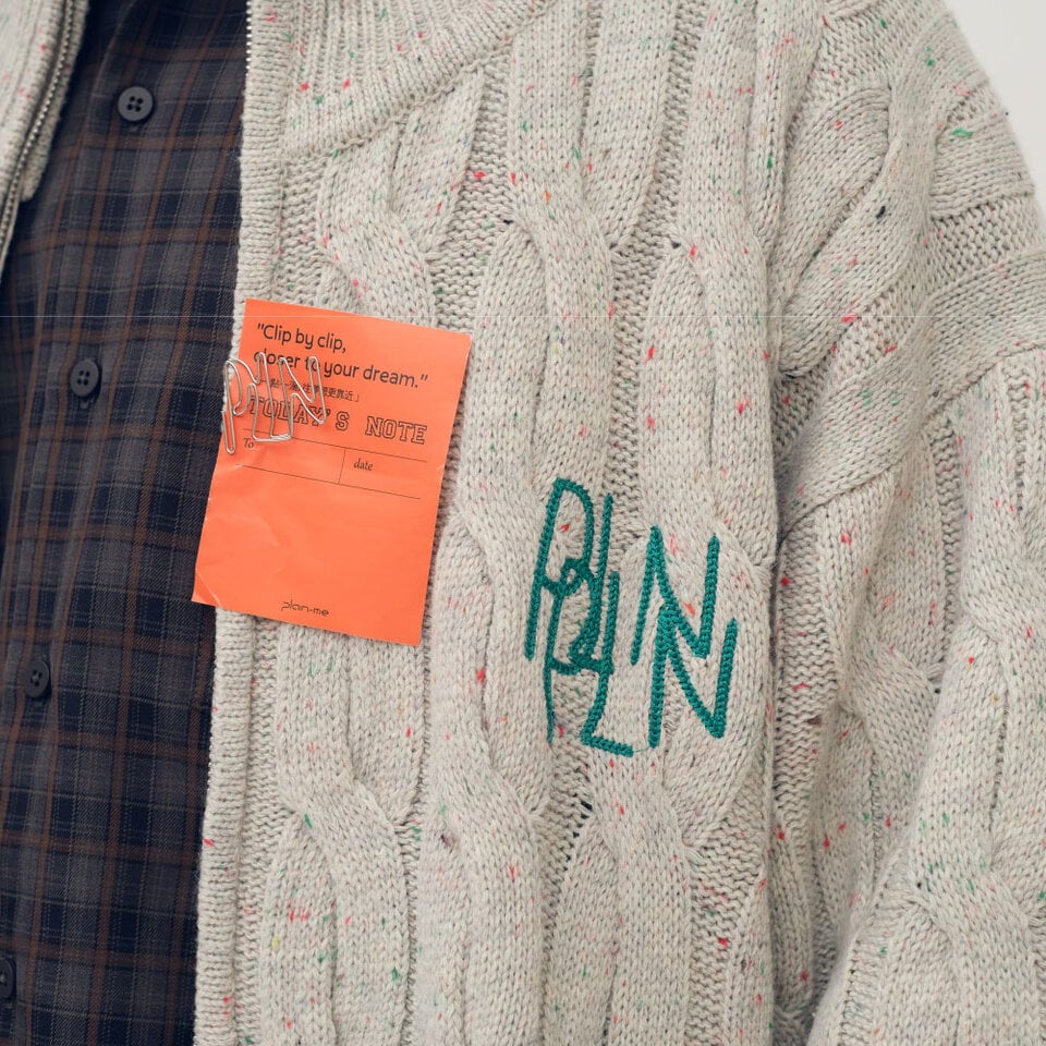 PLN0314-261 clip by clip 拉鍊麻花針織外套