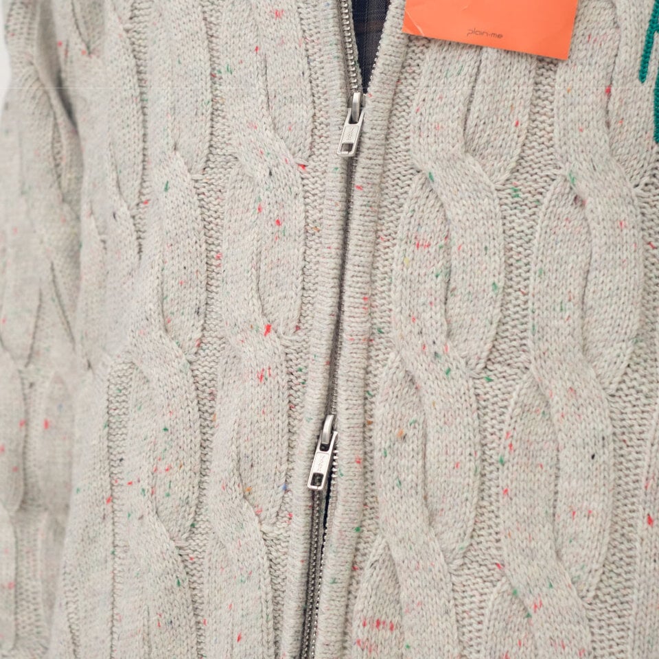 PLN0314-261 clip by clip 拉鍊麻花針織外套