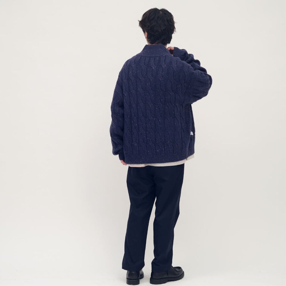 PLN0314-261 clip by clip 拉鍊麻花針織外套