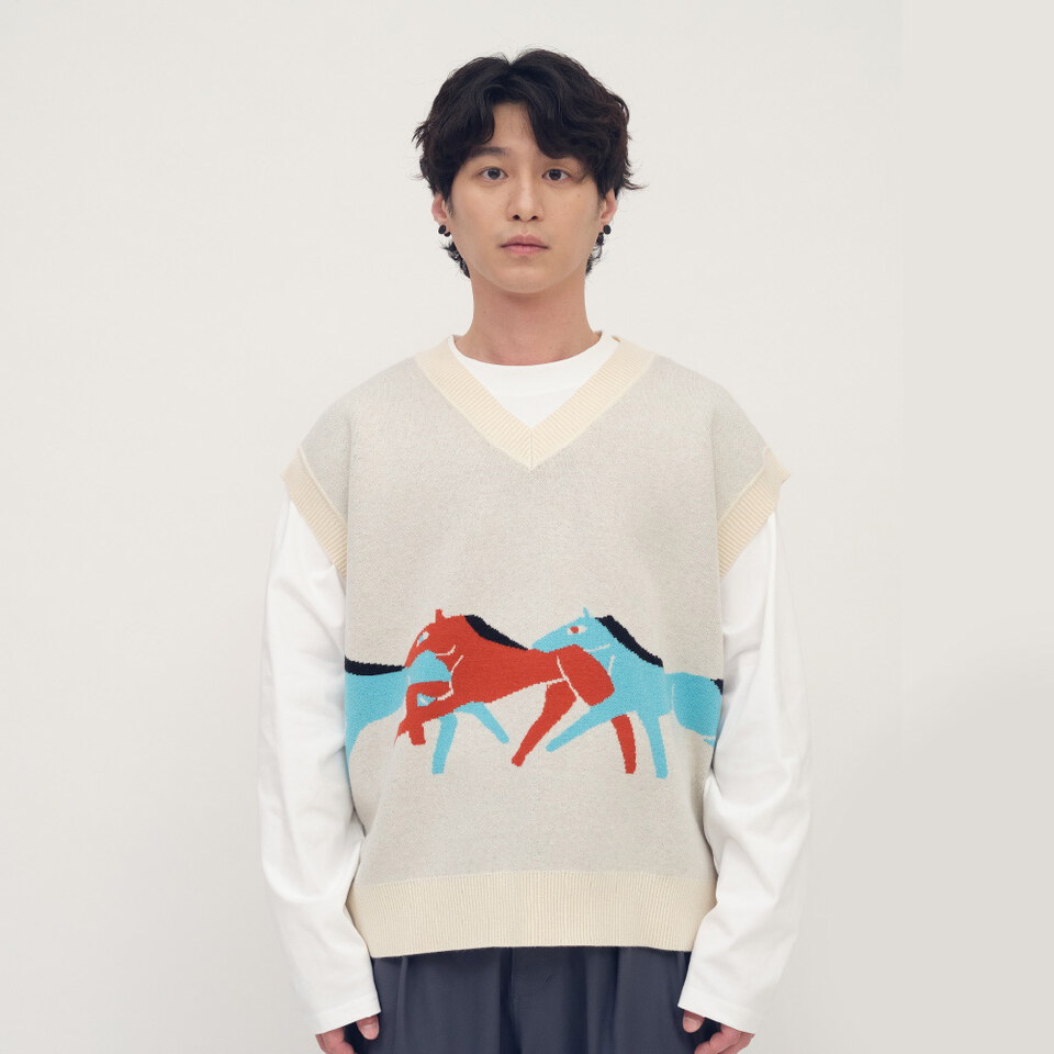 馬到成功針織背心