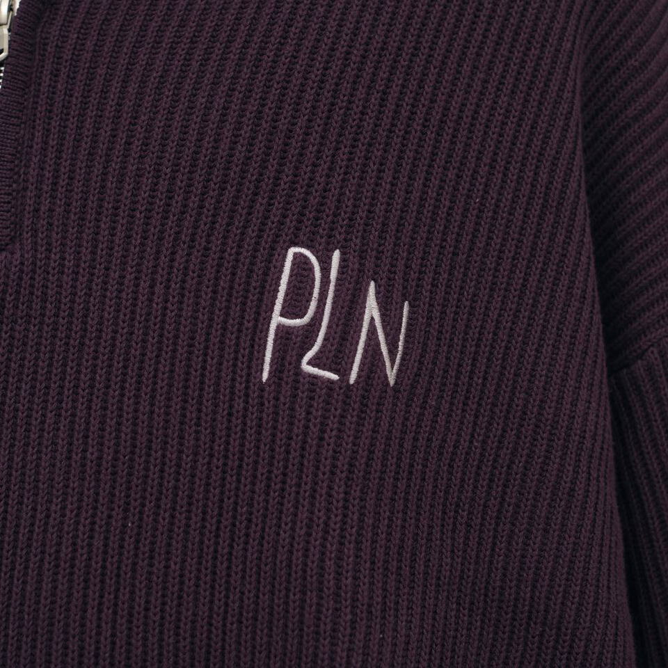 PLN0320-262 立領半開襟拉鍊針織上衣