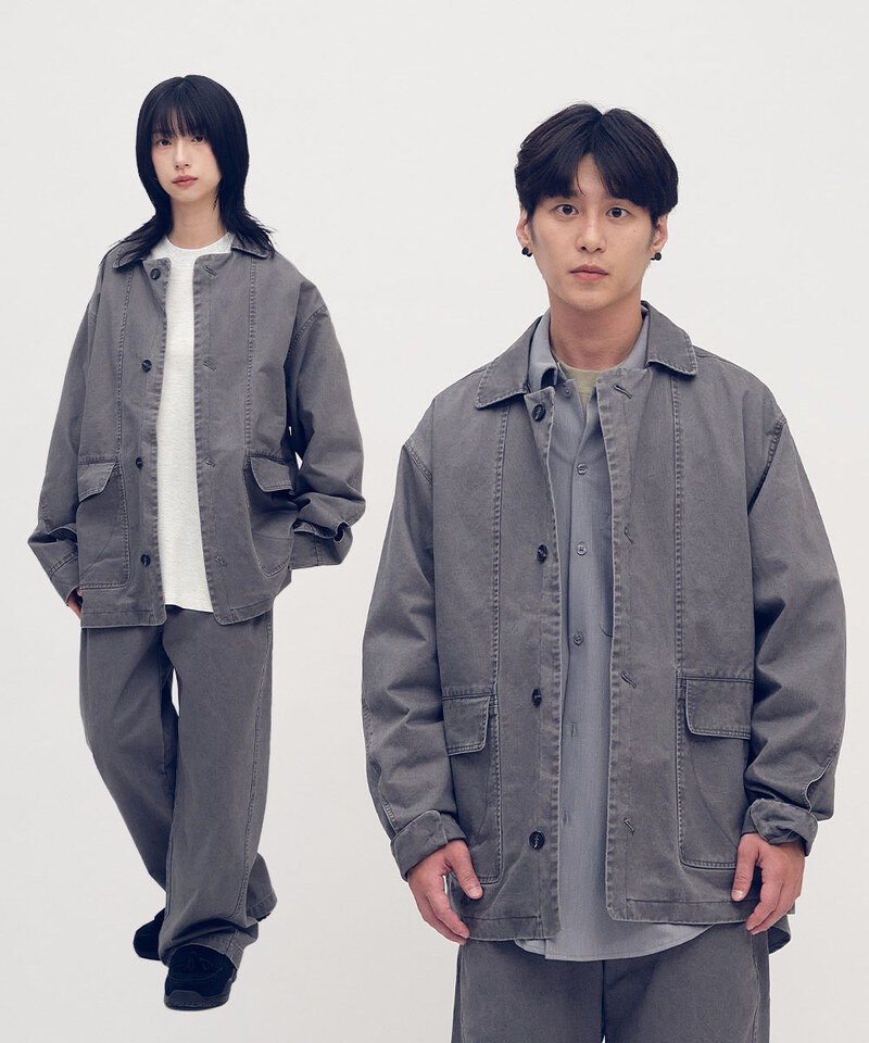 PLN11107-252 Timelly 弧線剪裁水洗夾克外套