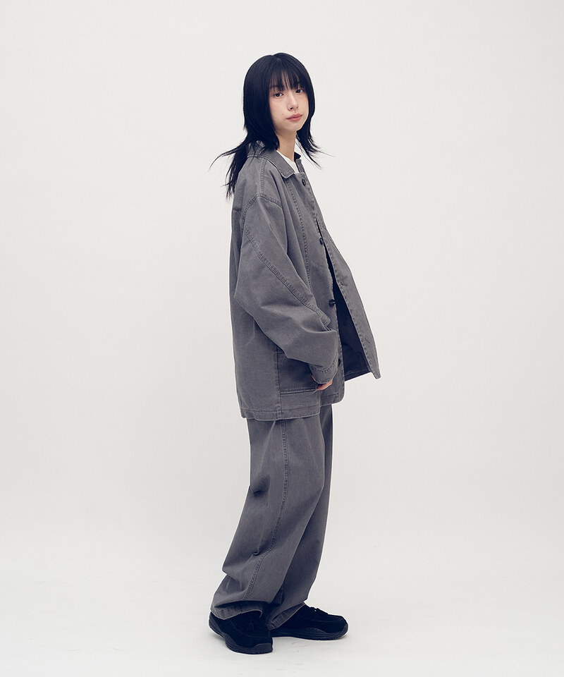 Timelly 弧線剪裁水洗夾克外套