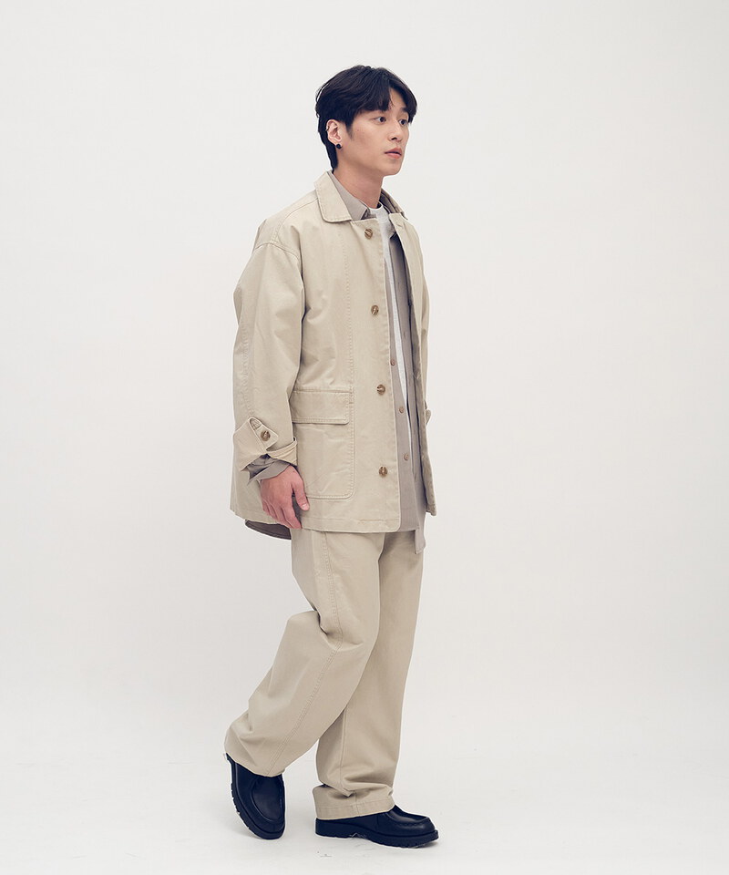 Timelly 弧線剪裁水洗夾克外套