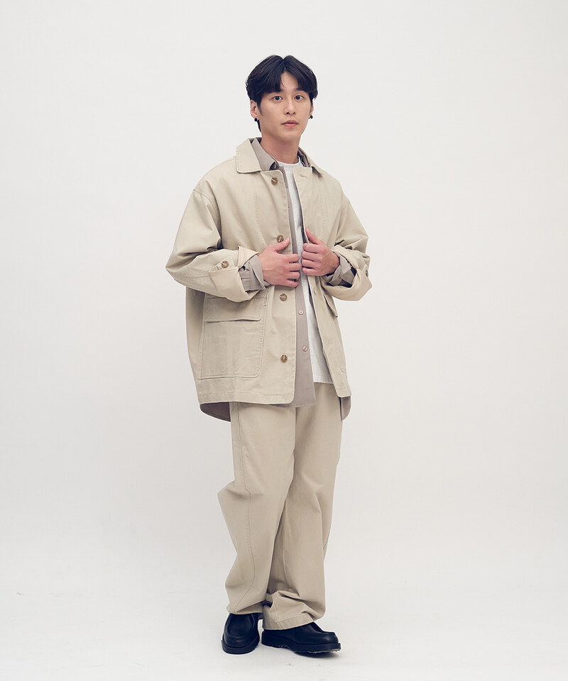 Timelly 弧線剪裁水洗夾克外套