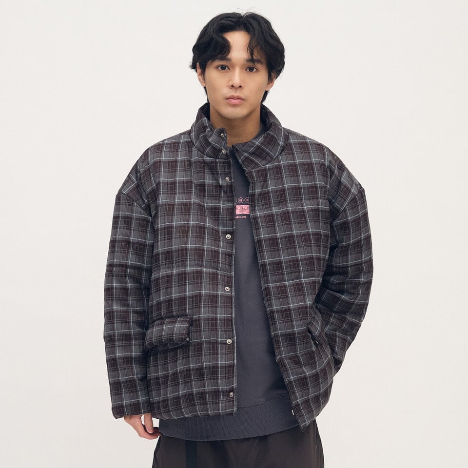 PLN11110-252 格紋短版鋪棉外套