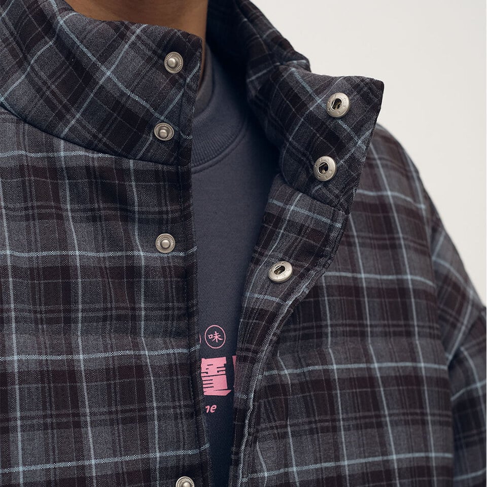 格紋短版鋪棉外套