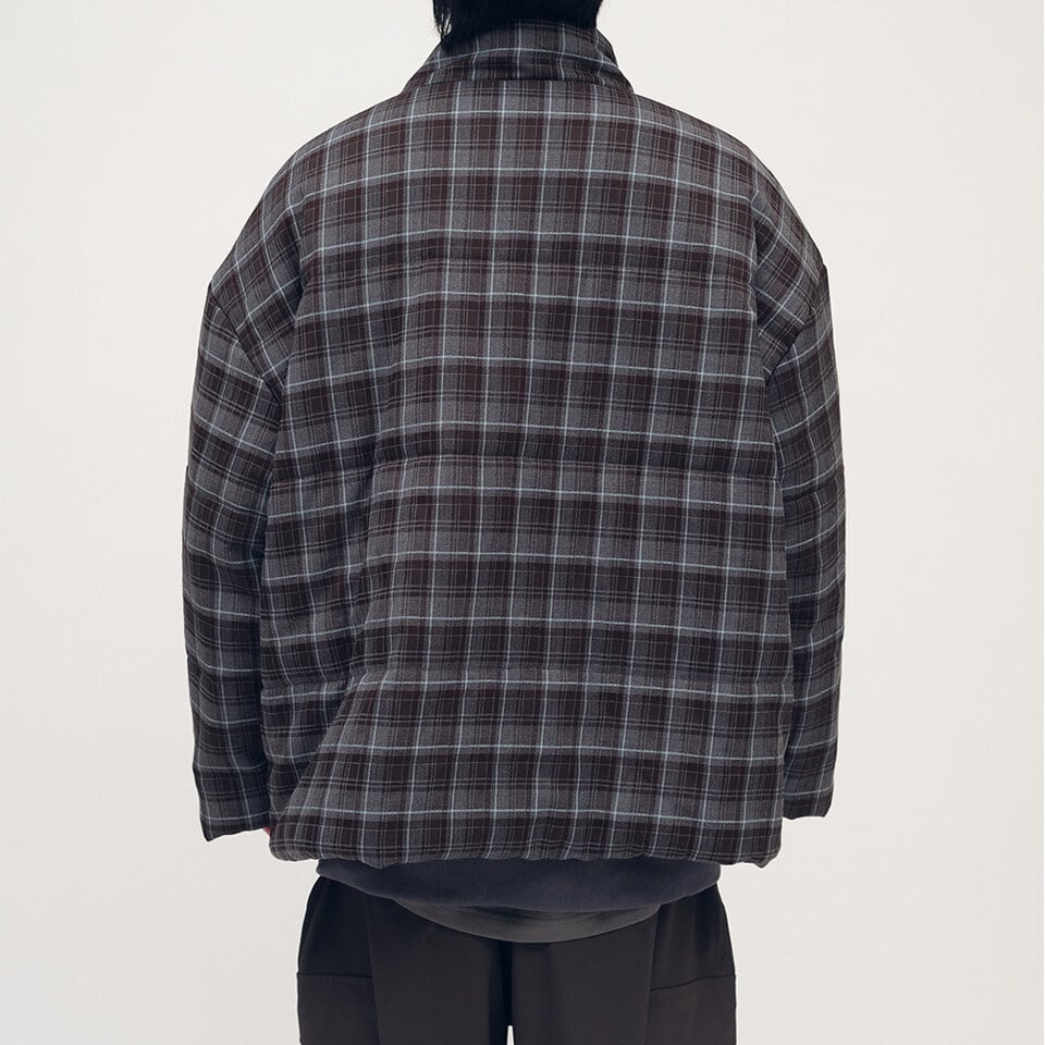 格紋短版鋪棉外套