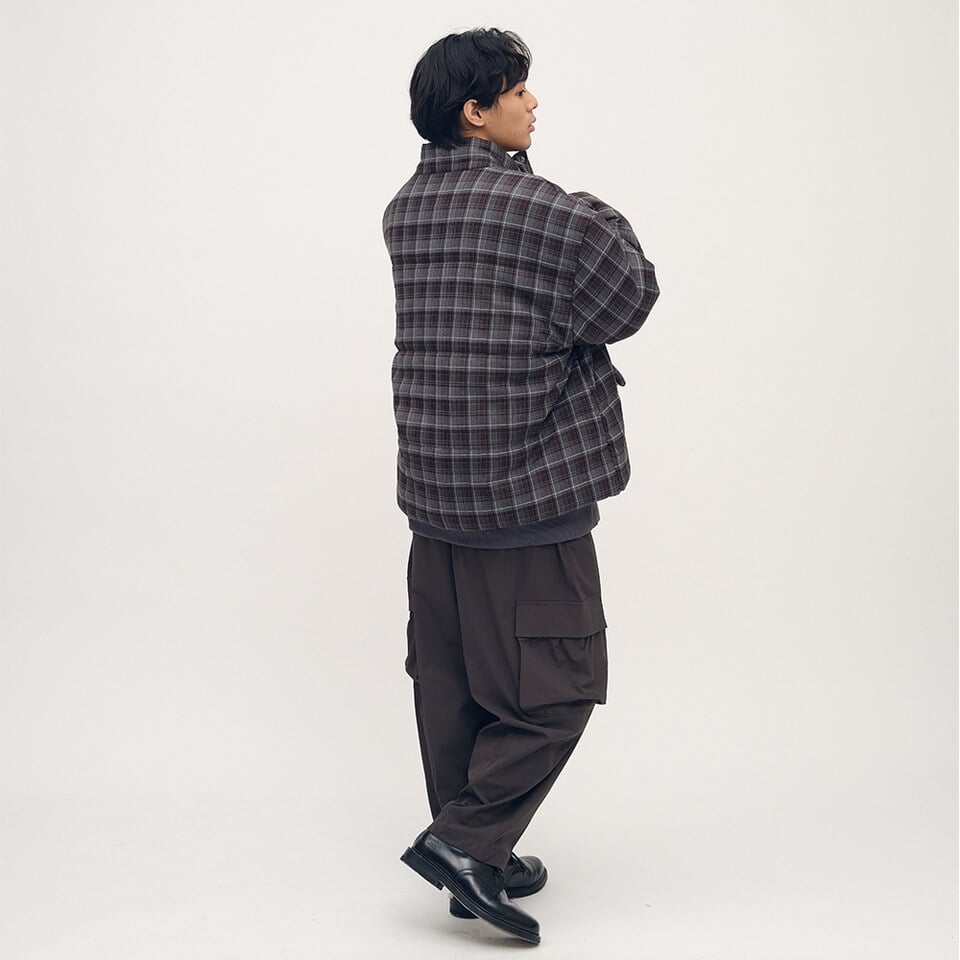 格紋短版鋪棉外套