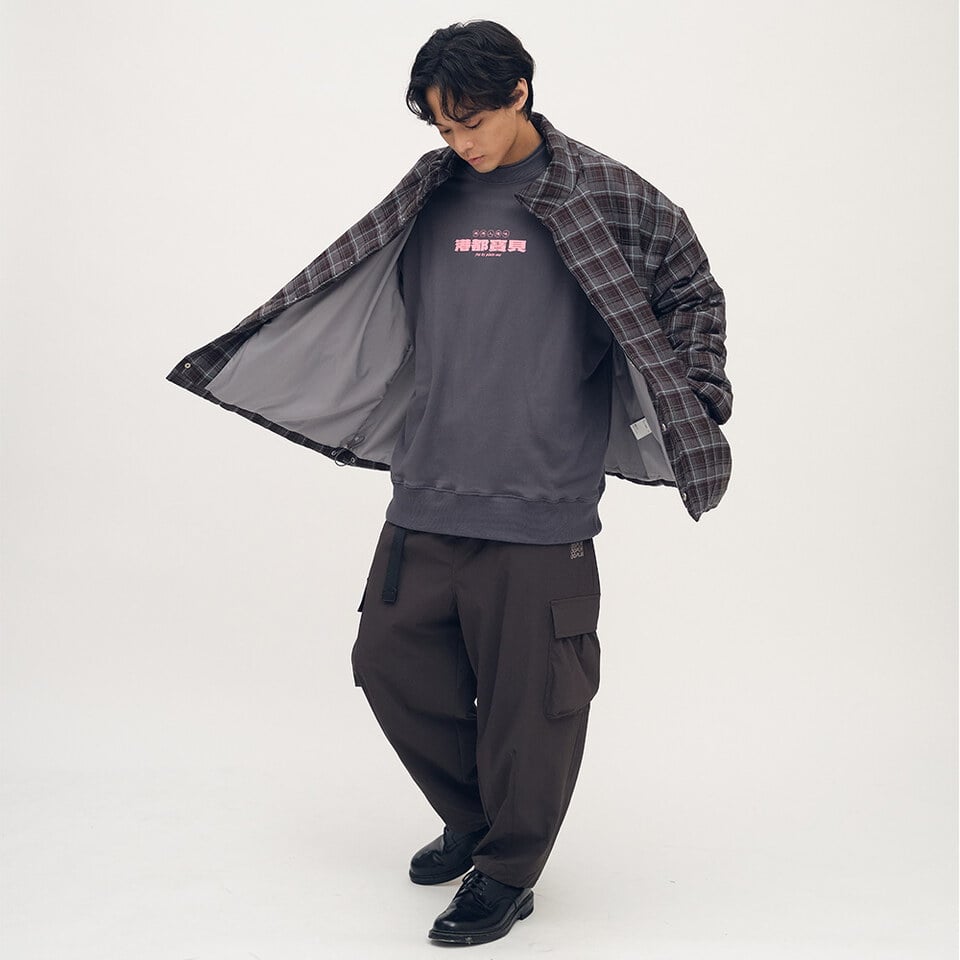 格紋短版鋪棉外套