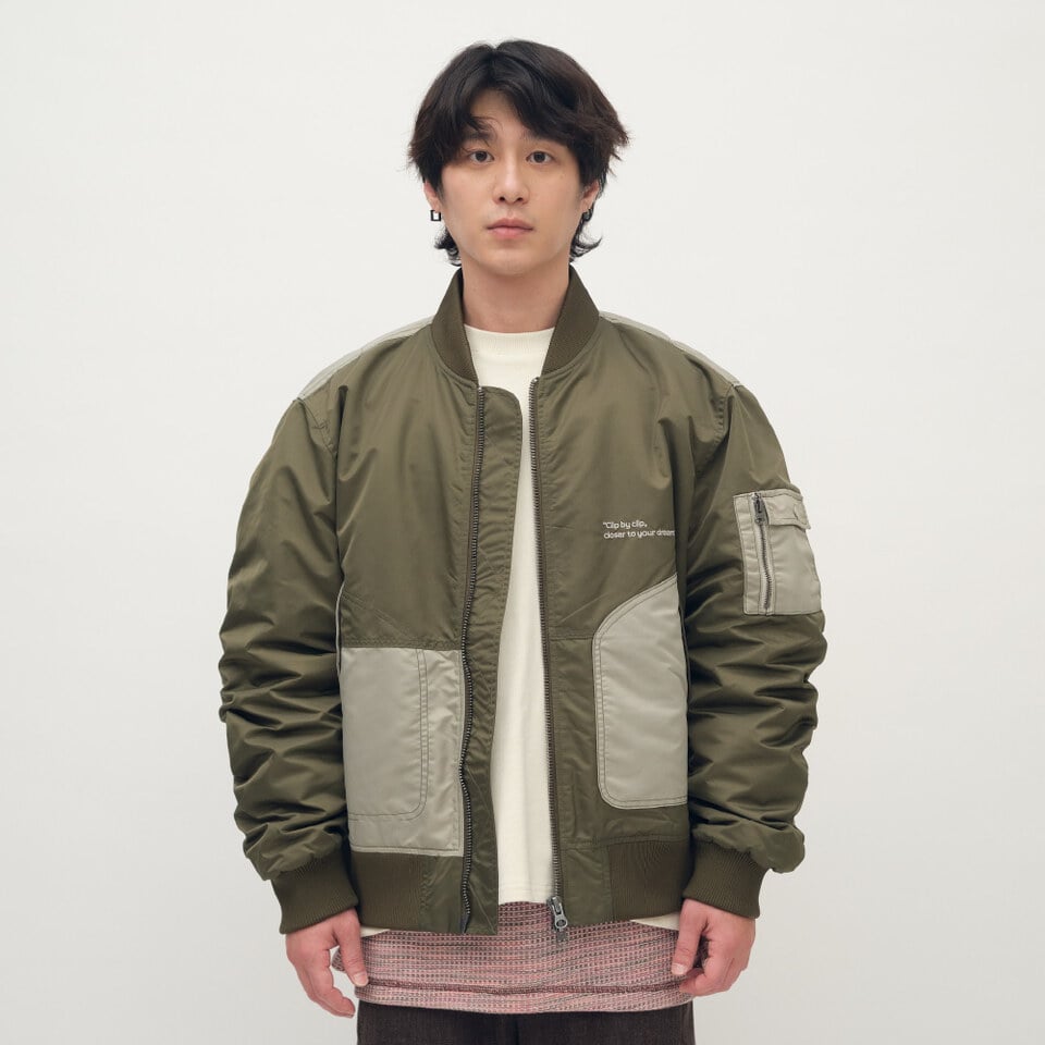 PLN11113-261 clip by clip 拼接MA-1夾克外套