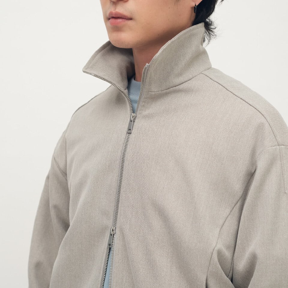 Timelly毛料立領拉鍊夾克