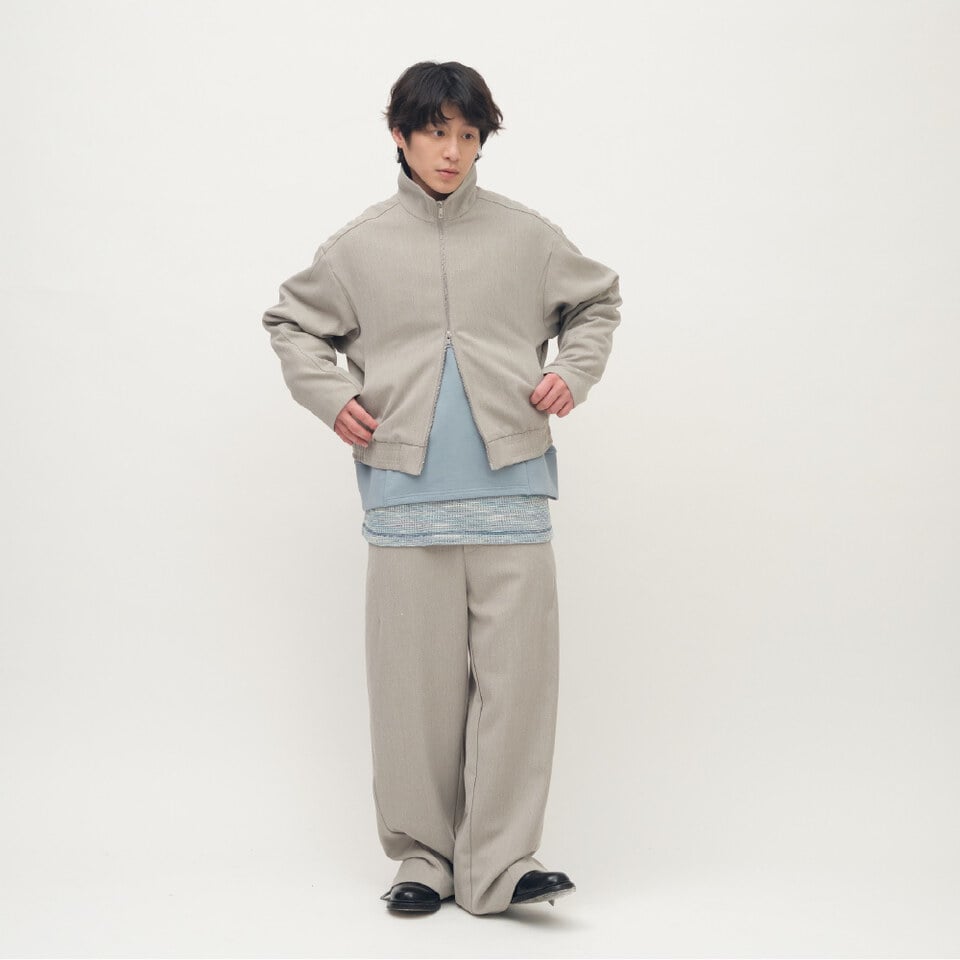 Timelly毛料立領拉鍊夾克