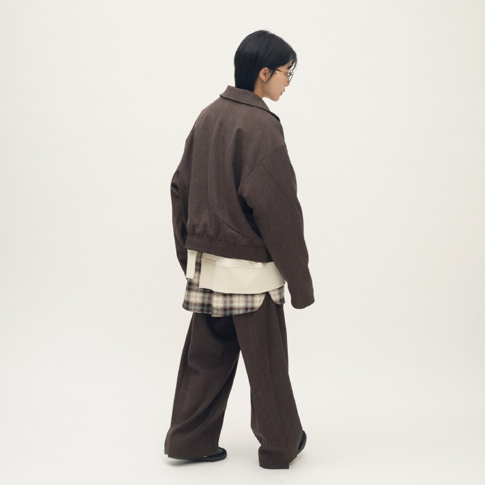 Timelly毛料立領拉鍊夾克