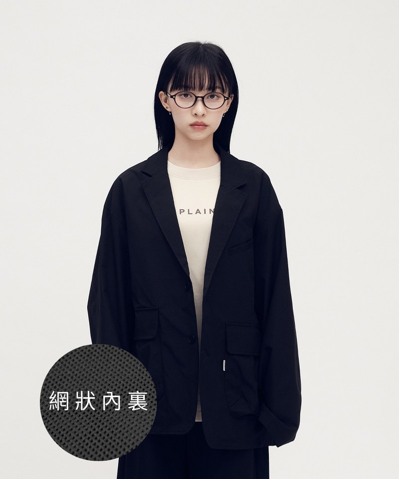 防潑水機能多口袋寬鬆西裝外套