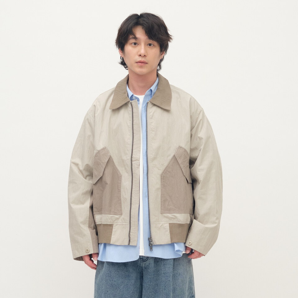 拼接軍風寬版外套